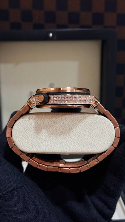 Luxury Rose Gold Iced-Out Automatic Watch for Men