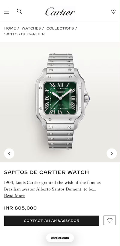 Car-tier Santos Green Dial – Silver Bracelet & Green Leather Strap