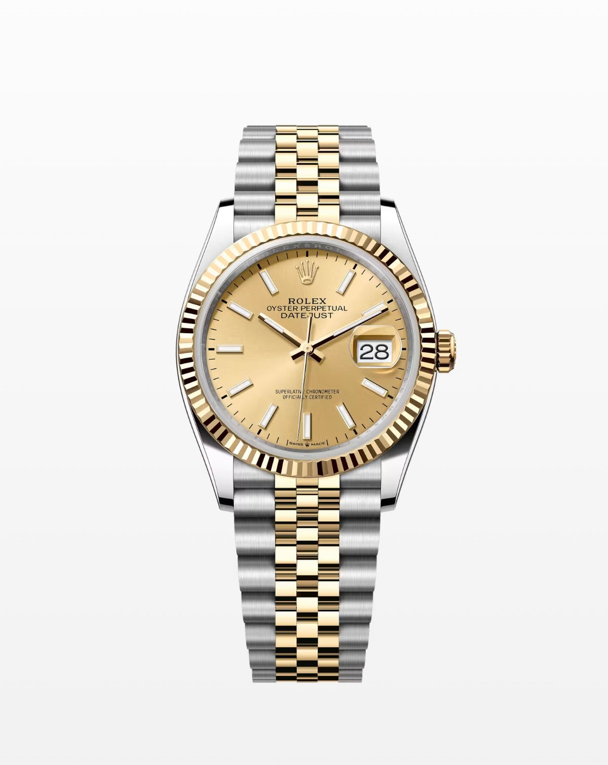 Ro-lexx Datejust 36 – Two-Tone Yellow Rolesor, Champagne Dial & Jubilee Bracelet