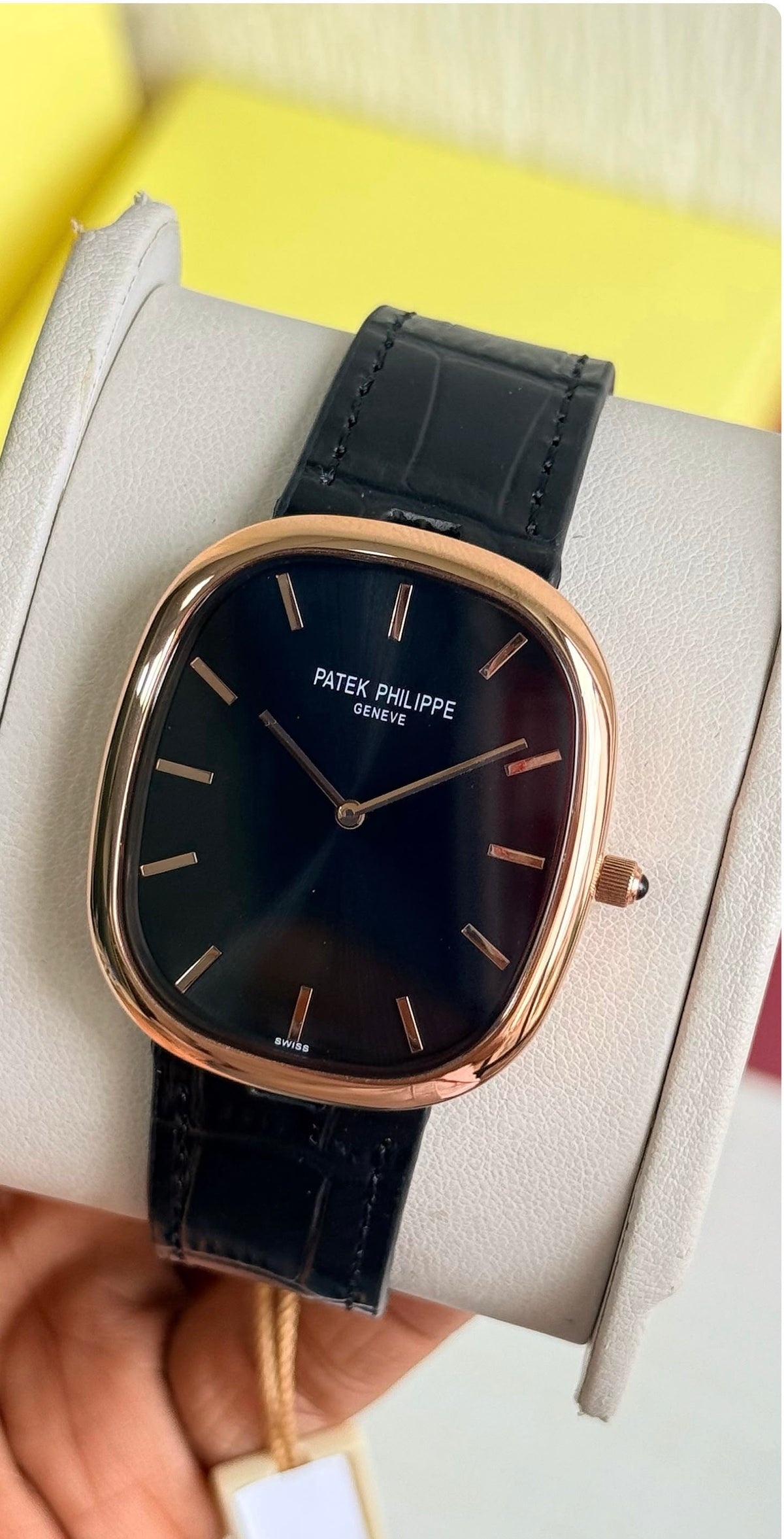 PA-TEK PHILIPPE GOLDEN ELLIPSE 5738 BLACK DIAL MEN’S WATCH