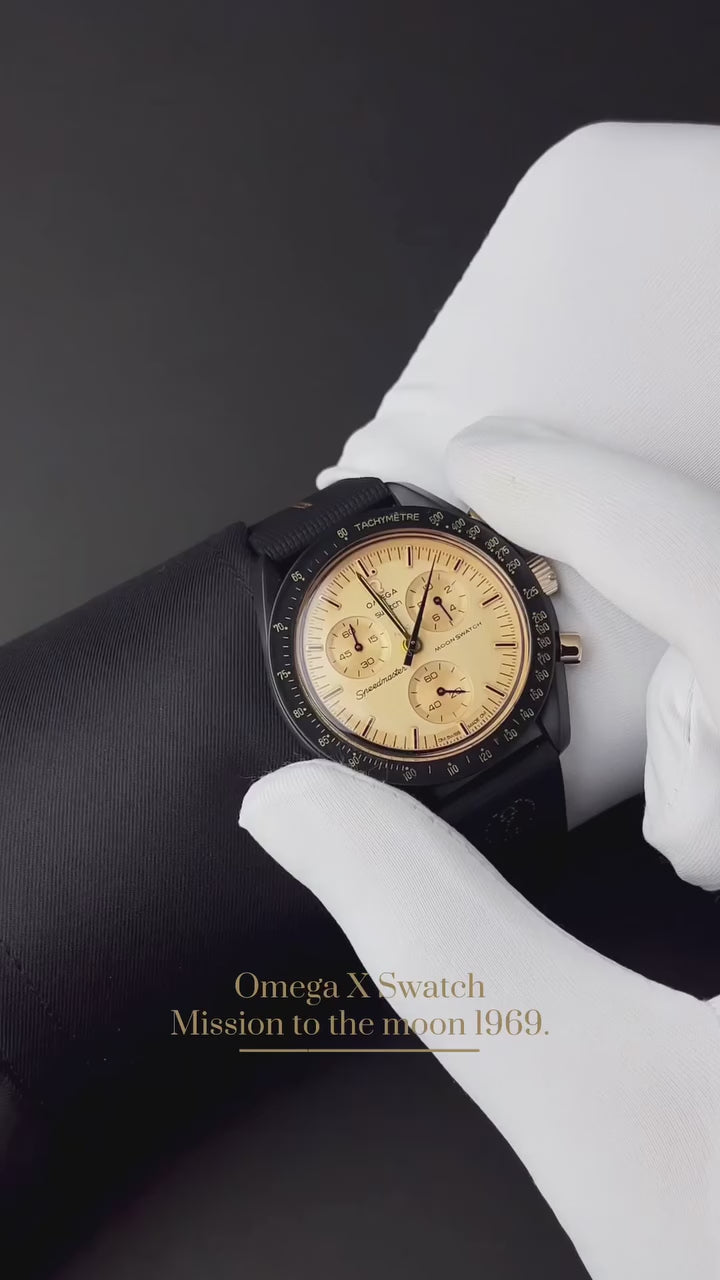 OMEGA × Swatch MoonSwatch Mission to Jupiter – Beige Dial, Black Strap